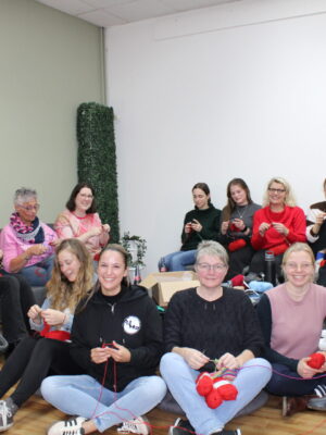 Homburg strickt mit Albano Laziale zum Internationalen Tag zur Beseitigung der Gewalt gegen Frauen Space Lama und Marion Wagner beteiligen sich ehrenamtlich an der gemeinsamen Aktion mit der Partnerstadt